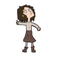 cartoon woman looking up to the sky N11