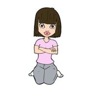 cartoon woman kneeling N11