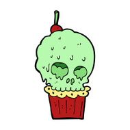 cartoon spooky skull cupcake N11