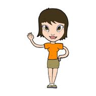 Cartoon Woman Waving N365