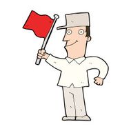 cartoon man waving flag N15