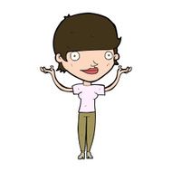 cartoon woman holding arms in air N12
