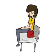 cartoon woman sitting on bench N11