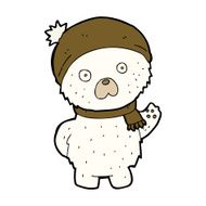 cartoon cute polar bear in winter hat and scarf N5