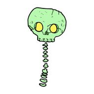 cartoon spooky skull and spine N11