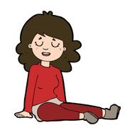 cartoon happy woman sitting on floor N22