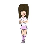 cartoon girl with crossed arms N11