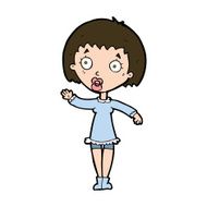cartoon waving woman N147