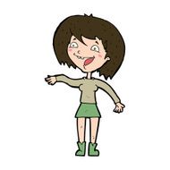 cartoon waving woman N148