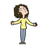 cartoon curious woman looking upwards N11