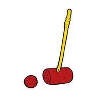 cartoon croquet mallet and ball N11