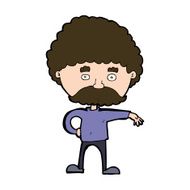 cartoon man with mustache making camp gesture N11