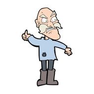 cartoon angry old man in patched clothing N10