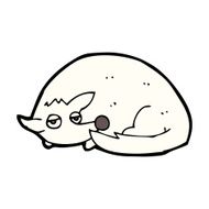cartoon curled up dog N10