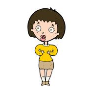 cartoon woman making Who Me? gesture N51