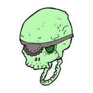 cartoon spooky skull with eye patch N11