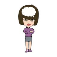 cartoon woman with folded arms imagining N11