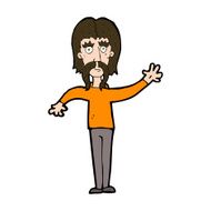 cartoon waving man with mustache N12