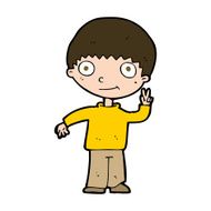 cartoon boy giving peace sign N11