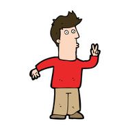 Cartoon Man Giving Peace Sign N61