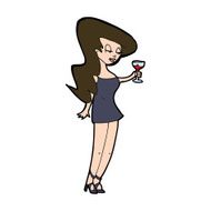 cartoon woman at party N21