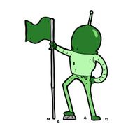 cartoon astronaut planting flag N10