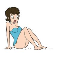 cartoon woman in swimsuit N10