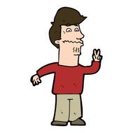 Cartoon Man Giving Peace Sign N62