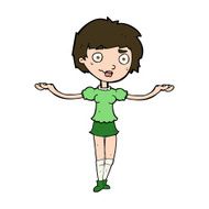 cartoon woman spreading arms N11