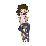 cartoon woman posing on chair N25