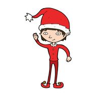 cartoon waving christmas elf N13