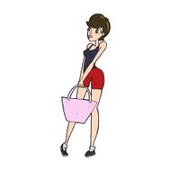 cartoon attractive woman shopping N11