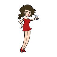cartoon woman at party N22