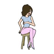 cartoon woman sitting on bar stool N21
