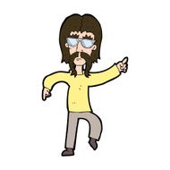 cartoon hippie man wearing glasses N11