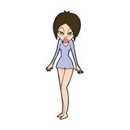 cartoon woman in short dress N11