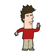Cartoon Man Giving Peace Sign N63