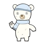 cartoon waving polar bear N56