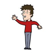 cartoon happy boy waving N22