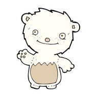 cartoon waving polar bear cub N43