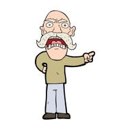 cartoon angry old man N166