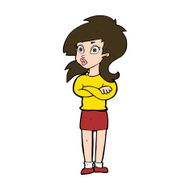 cartoon woman with folded arms N32