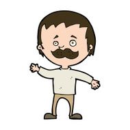 cartoon man with mustache waving N32