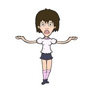 cartoon woman shrugging shoulders N517