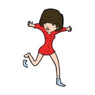 cartoon woman kicking off sock N10