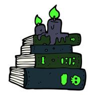 cartoon spooky old books N11