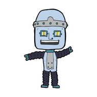 cartoon waving robot N23