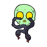 cartoon skull with snakes N11