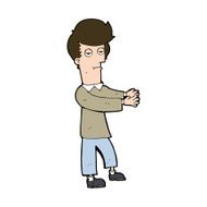 cartoon bored man showing the way N11