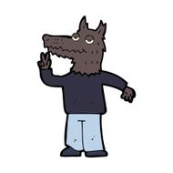 cartoon happy wolf man N16